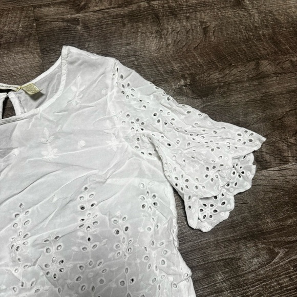 Japna White Lace Short Sleeve Shirt Size Large - Picture 3 of 7